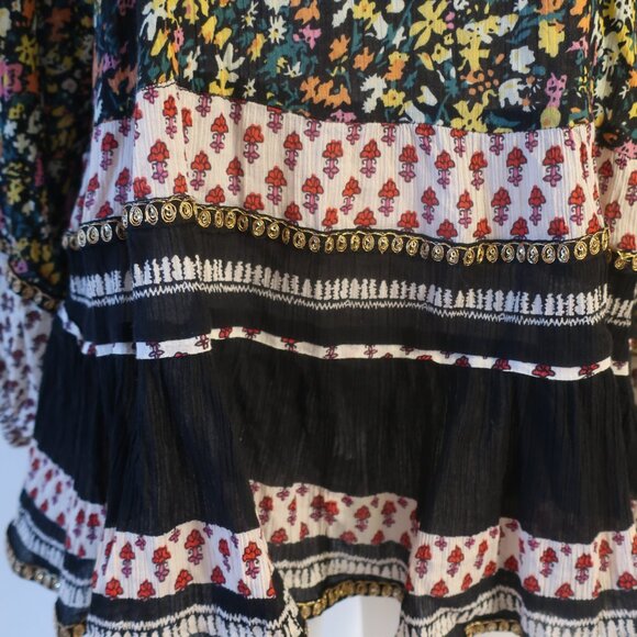 Womens Free People Gardenia Multicolor Floral Embroidered V-Neck Tunic Top XS - Picture 6 of 11